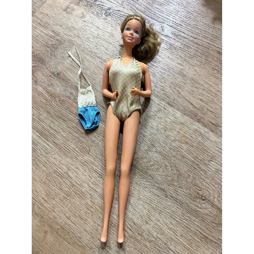 Vintage Mattel Sun Gold Swimsuit and toddler swimsuit Heart Barbie Blonde